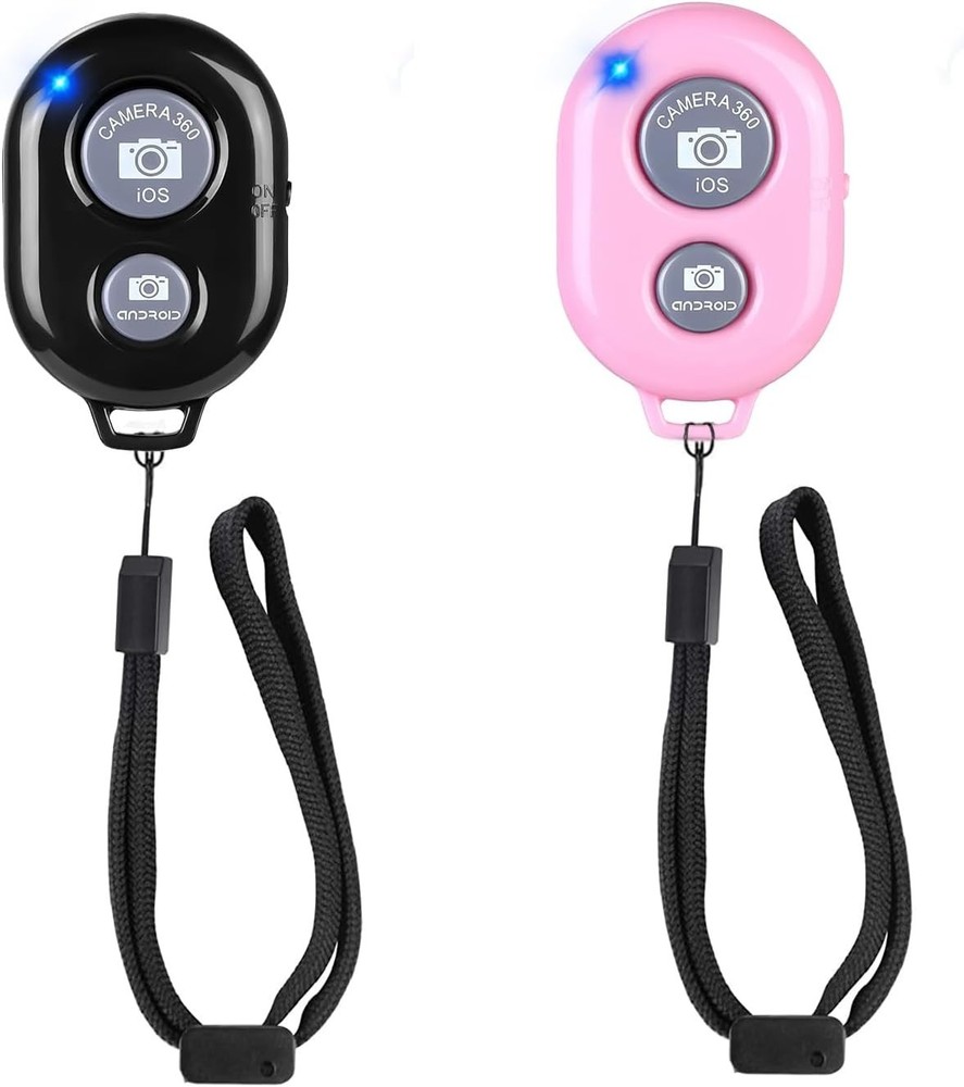 Wireless Camera Remote Shutter for iPhone & Android - Black & Pink, 50ft Range