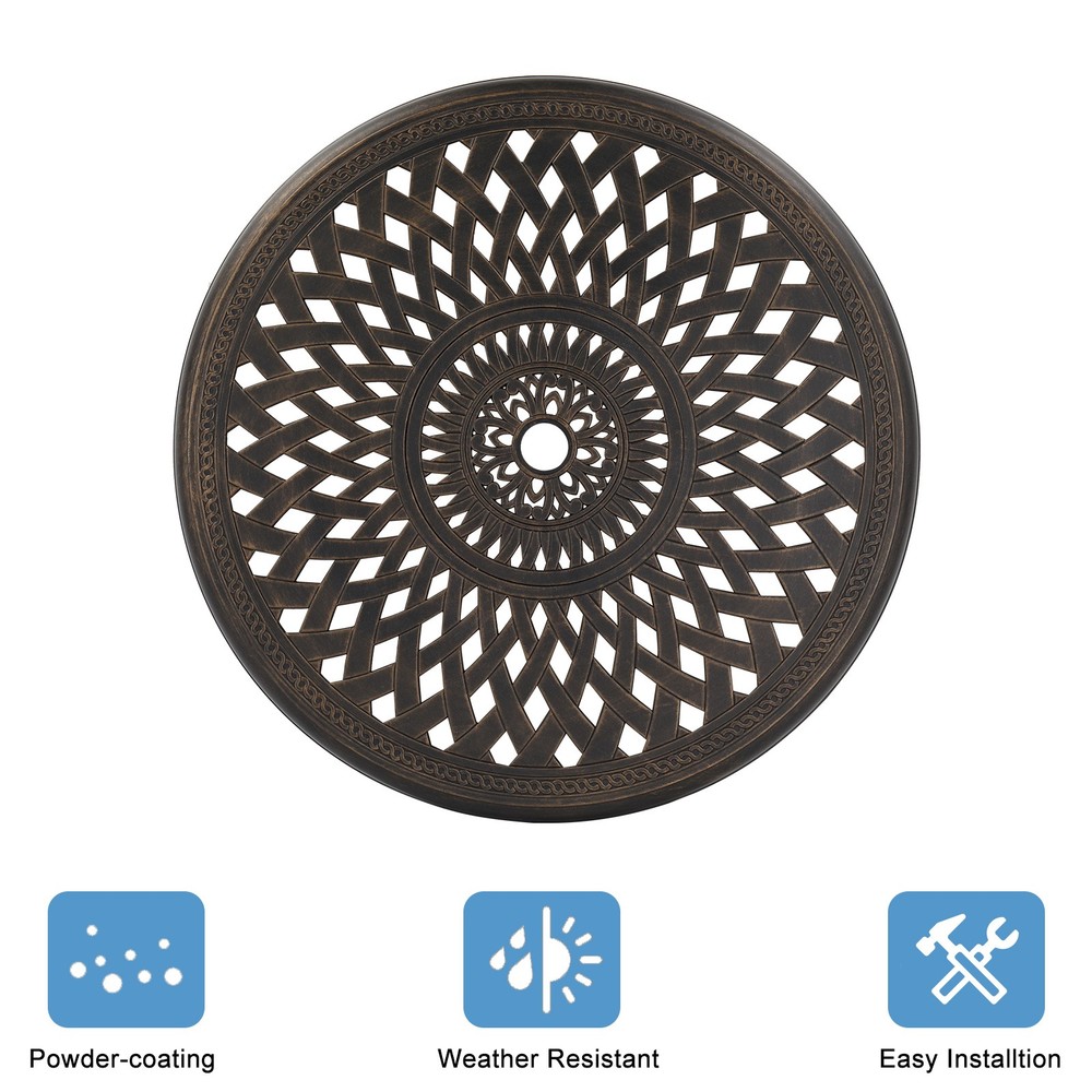 78cm Bronze Cast Aluminum Courtyard Table, Circular Diamond Top