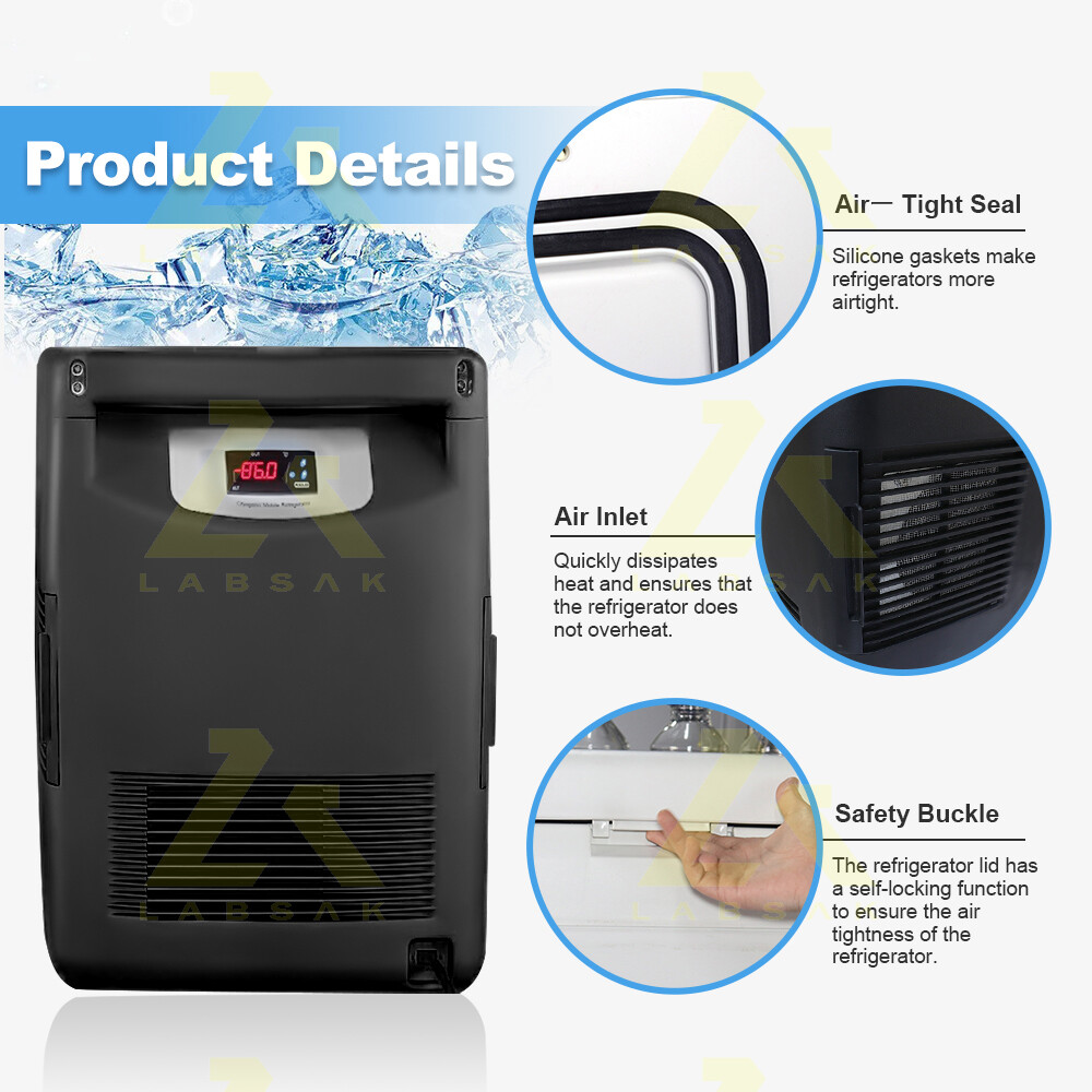 20L Black -86° Ultra-Low Temperature Freezer Laboratory Samples Storage Fridge