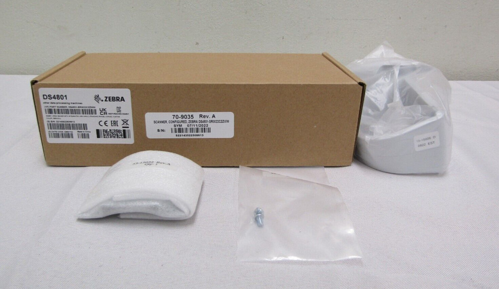 Zebra DS4801, 2D Handheld Barcode Scanner,  DS4800 Series White With Accessories