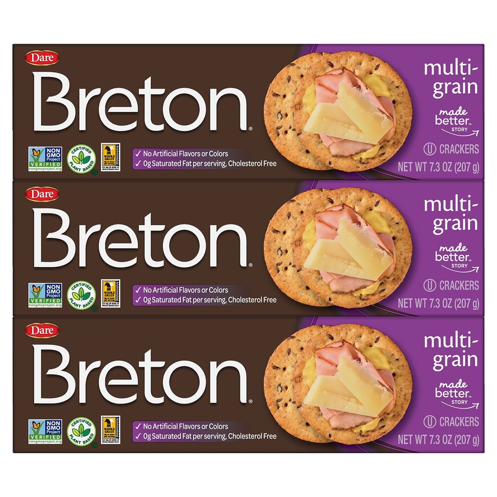 Breton Multigrain Crackers, 7.3 Ounce (Pack of 3),