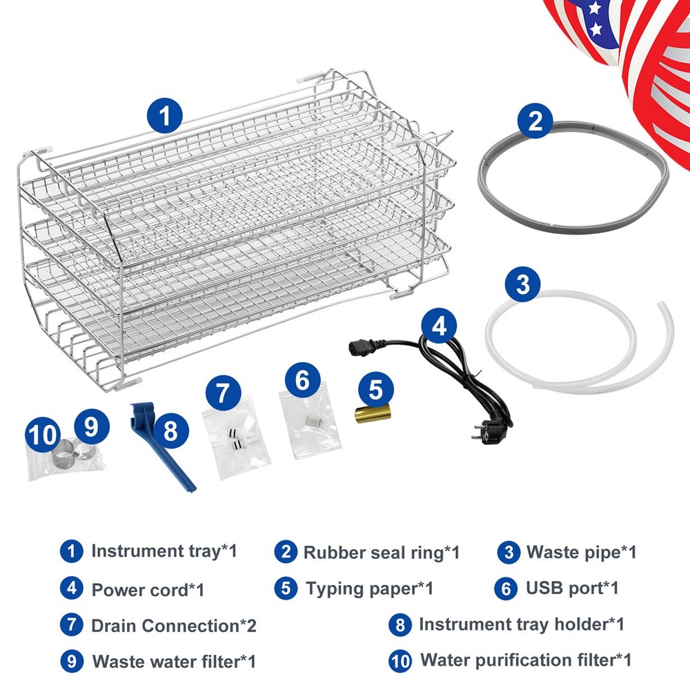 22L Class B Autoclave Steam Sterilizer Vacuum Sterilization Built-in printer