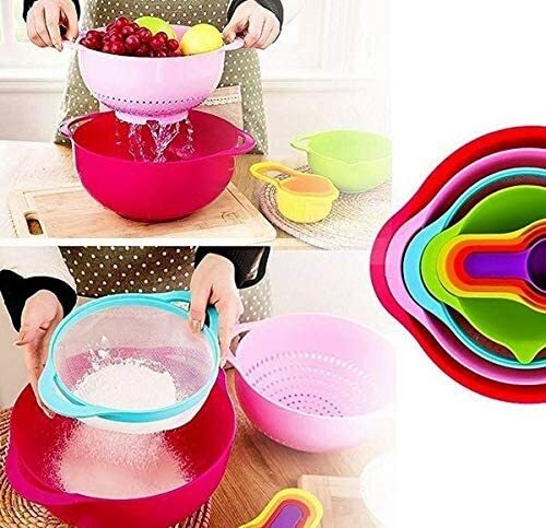 10 Piece Compact Mixing Bowl Colander and Measuring Spoon Nesting Set