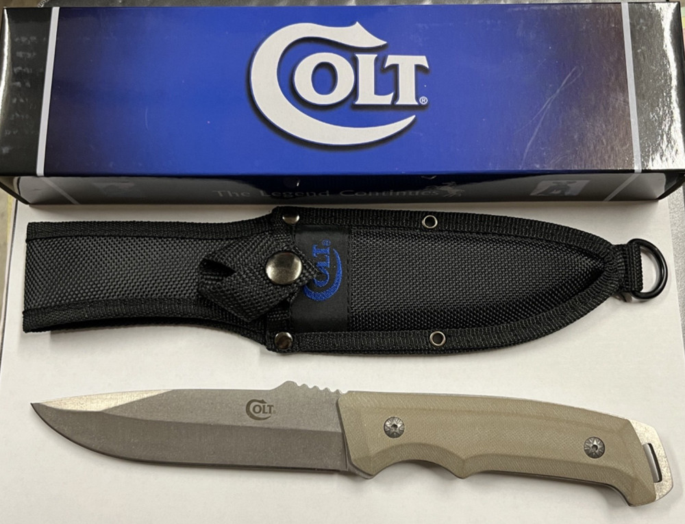 Colt Fixed Blade Knife Handle Stonewashed Blade Sheath CT656-NIB