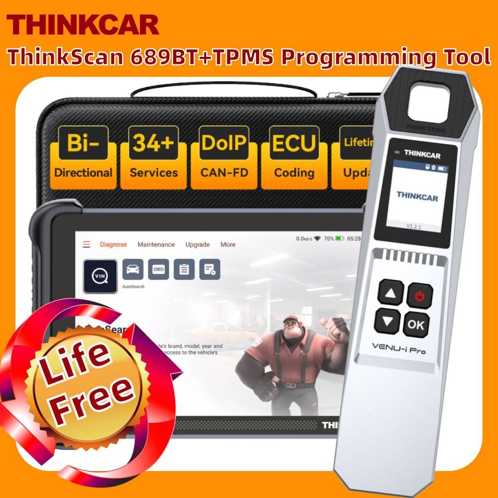 ThinkScan 689BT OBD2 Scanner & TPMS；ECU Coding Tool Bidirectional Diagnostics