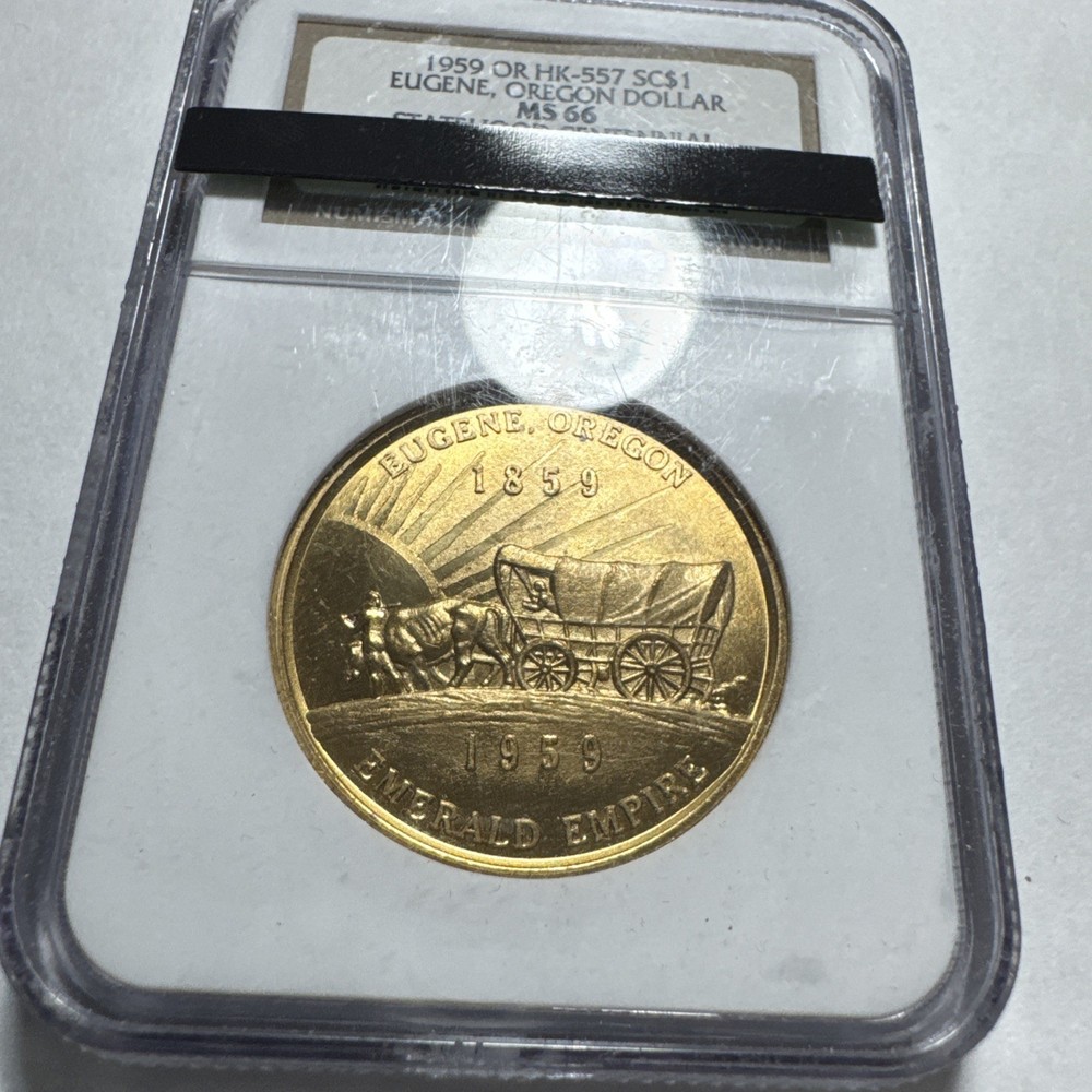 1959 Eugene Oregon Statehood Centennial Dollar  NGC MS66