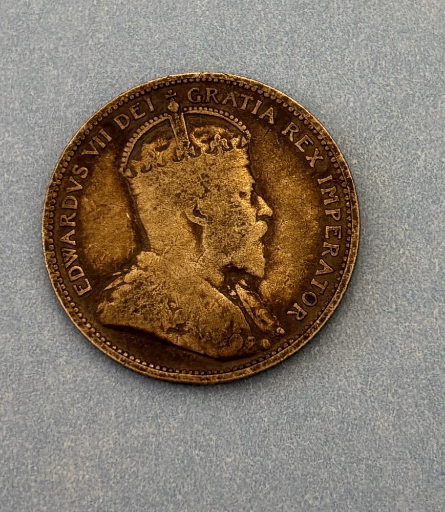 1908 Edward VII Canadian 25 Cent Coin Silver