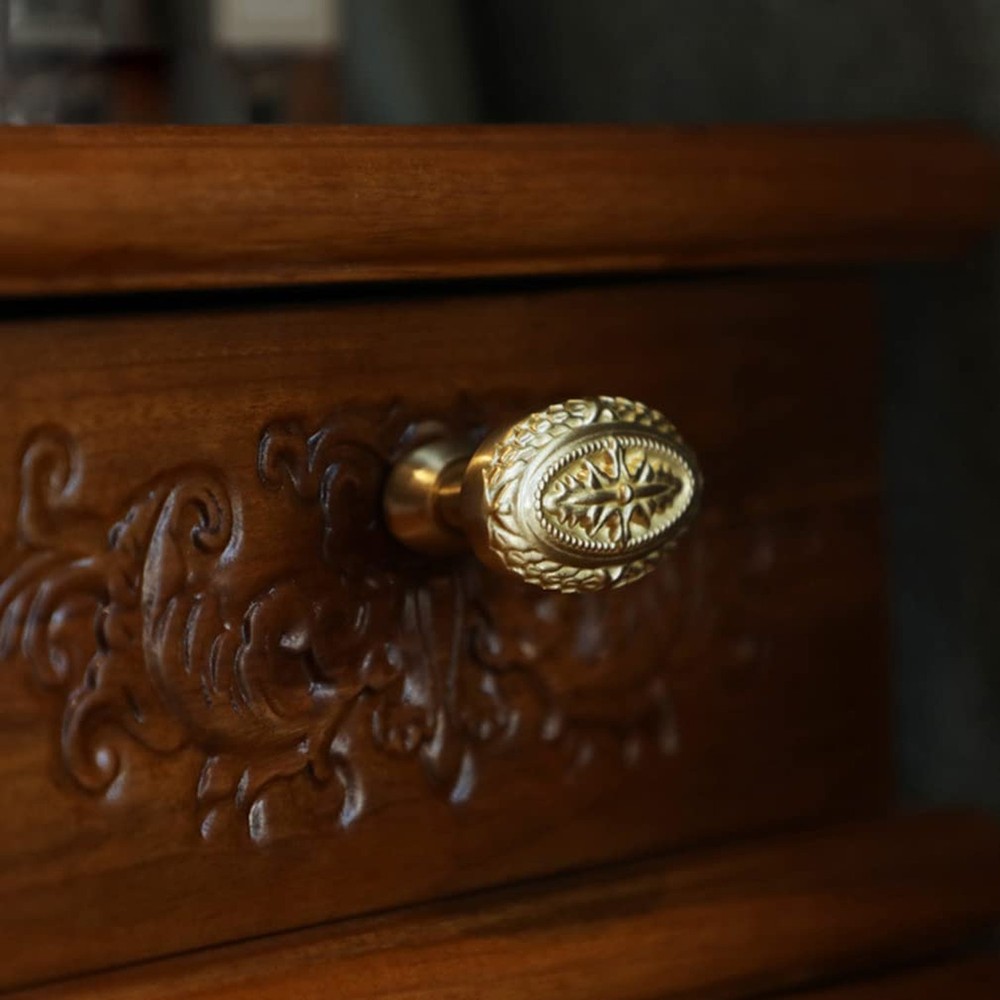 Brass Cabinet Knobs Antique Drawer Knobs, Copper Oval Handles Knobs for Kitch...