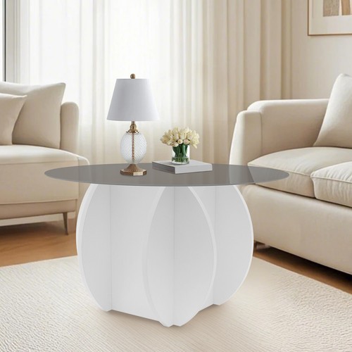 Tempered Glass Tabletop Coffee Table Modern Center Table Round Tea Coffee Table
