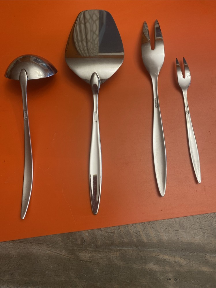 Stonegate Flatware- Solitude- Pie Serve- Ladle- Serving & Pickle Fork 6 Pieces