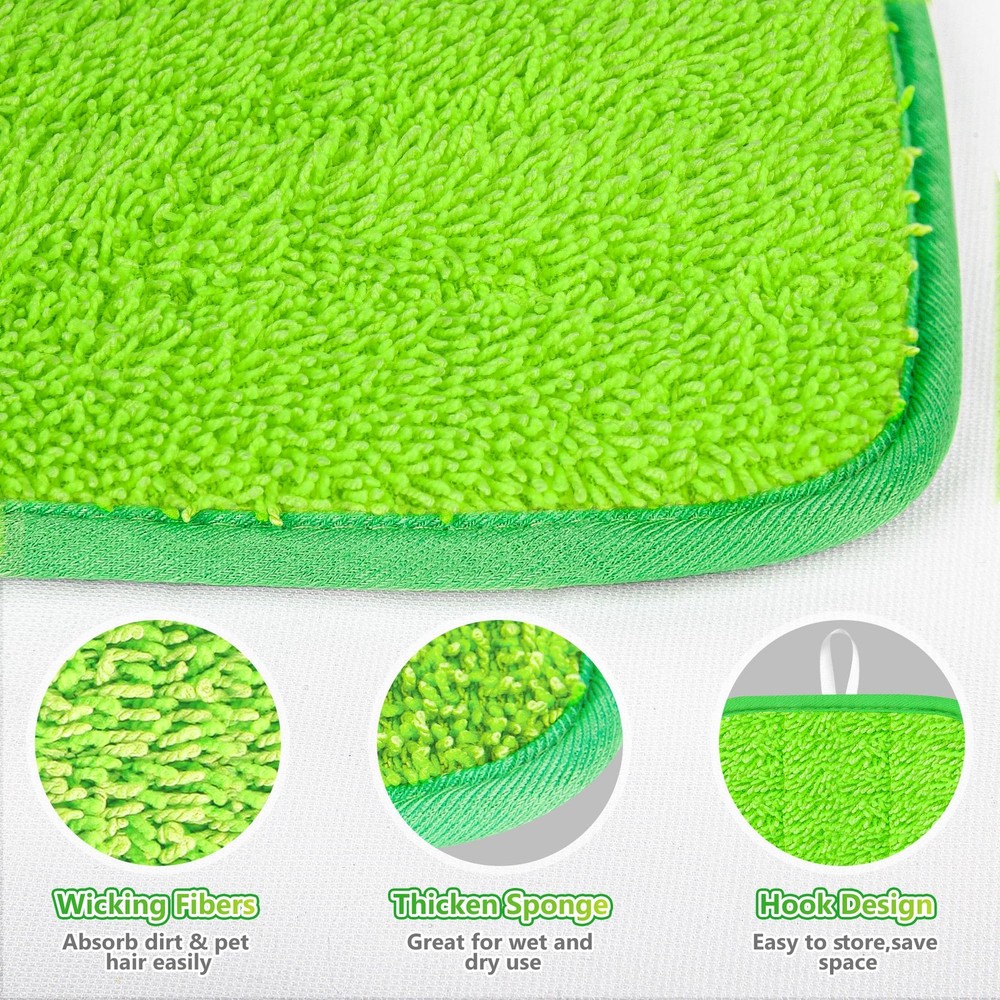 Microfiber Mop Refills, Compatible With Sweeper Mops, 4 Pack, Green