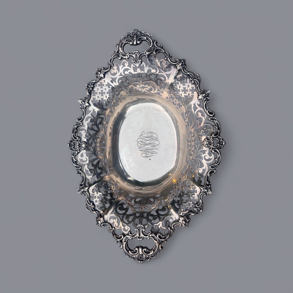 Antique 1000 Sterling Silver Bread Basket