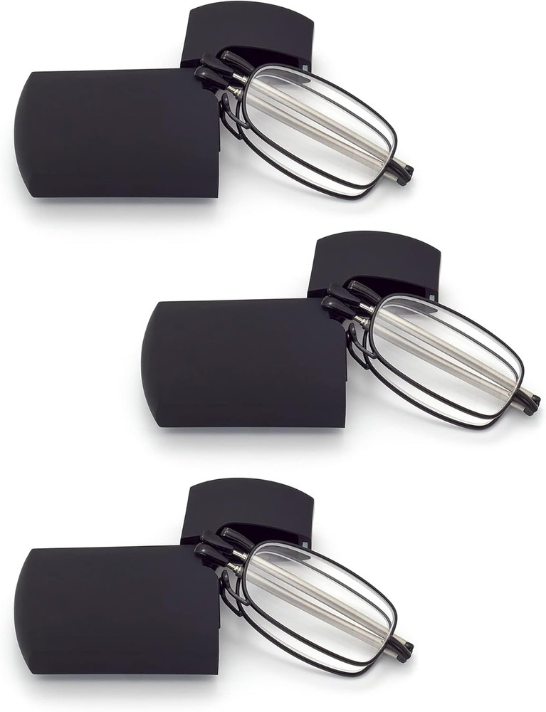 Hard Cases Folding Reading Glasses, Pocket Wallet Purse Compact Spring Hinge Rea