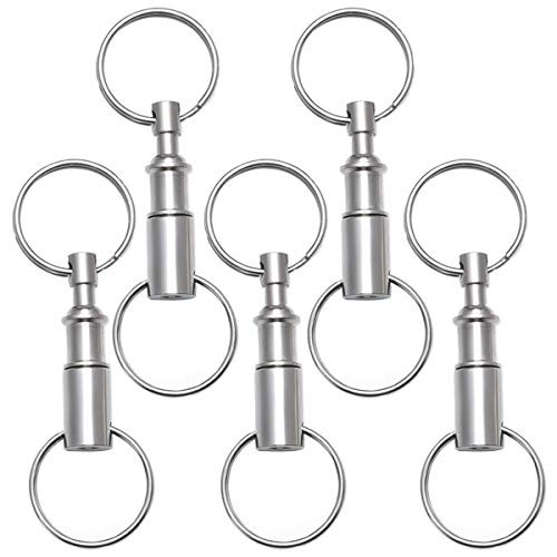 5 Pack Quick Release Detachable Pull Apart Key Rings Keychains,Double Spring