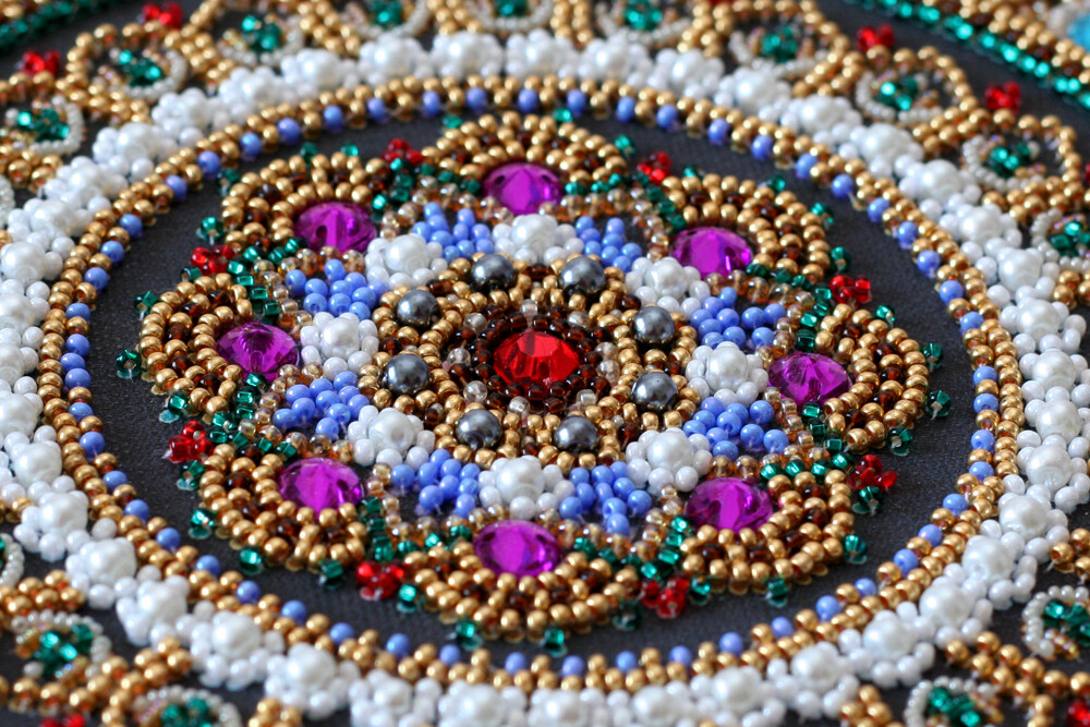 DIY Bead Embroidery Kit Mandala Beaded stitching needlepoint beadwork