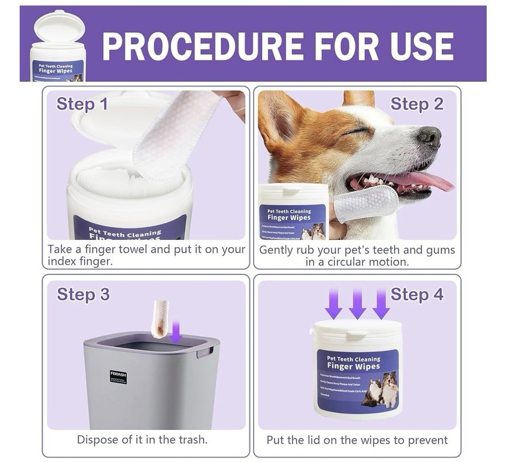 Pet Teeth Cleaning Finger Wipes Unscented