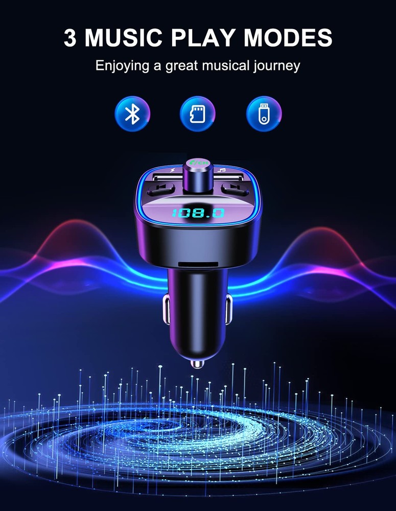 (Upgraded) COMSOON FM Transmitter, Bluetooth Car Adapter MP3 Small, Orange