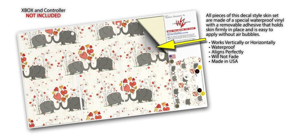 Skins XBOX Series X Console Controller Elephant Love