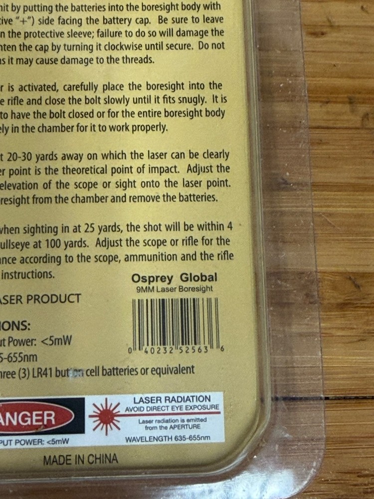 Osprey Global 9mm Laser Boresight
