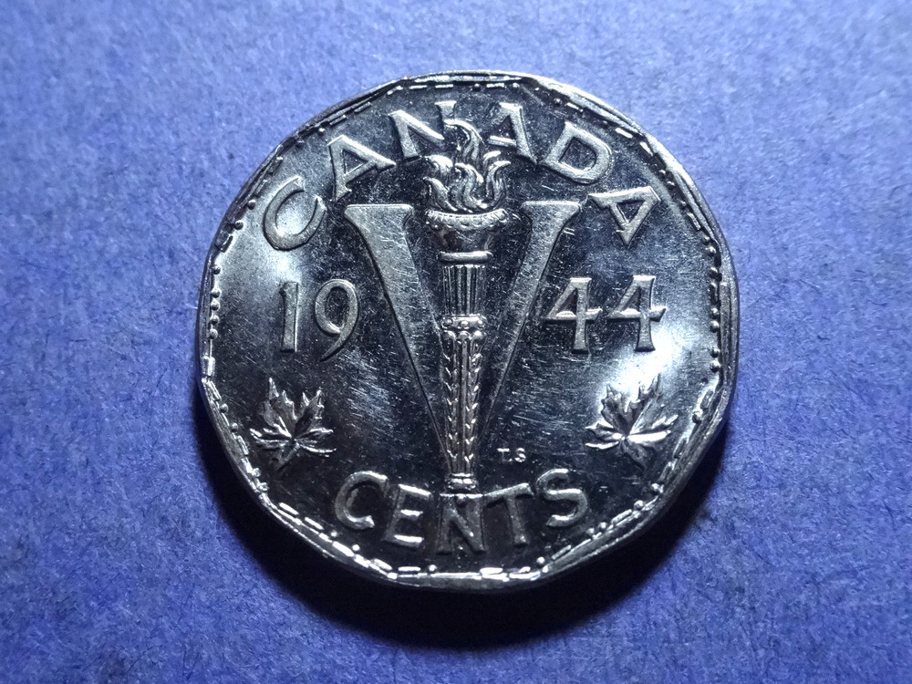 1944 Canada Victory Steel Five Cent  BU