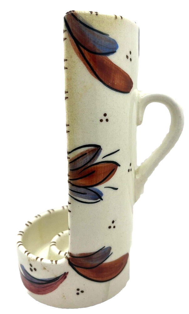 Half Cup/Mug Candle Holder with Handle Flowered Design