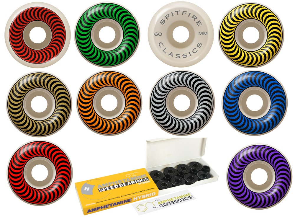 Spitfire Skateboard Wheels with Hybrid Ceramic Bearings Classics White 99A