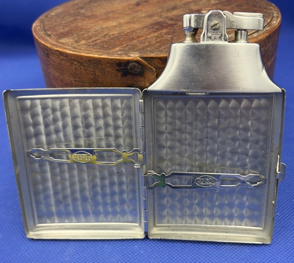 Vintage MCM Ronson Mastercase Cigarette Case Lighter Silver Tone Untested