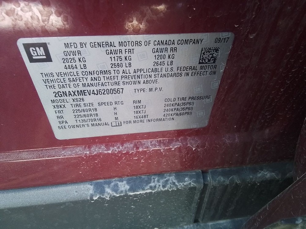 2018 Chevy Equinox 8" Display Screen and Control Panel