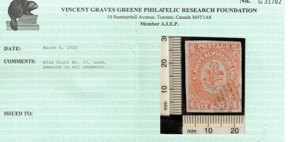 Newfoundland #13 Extra Fine Used **With Certificate**