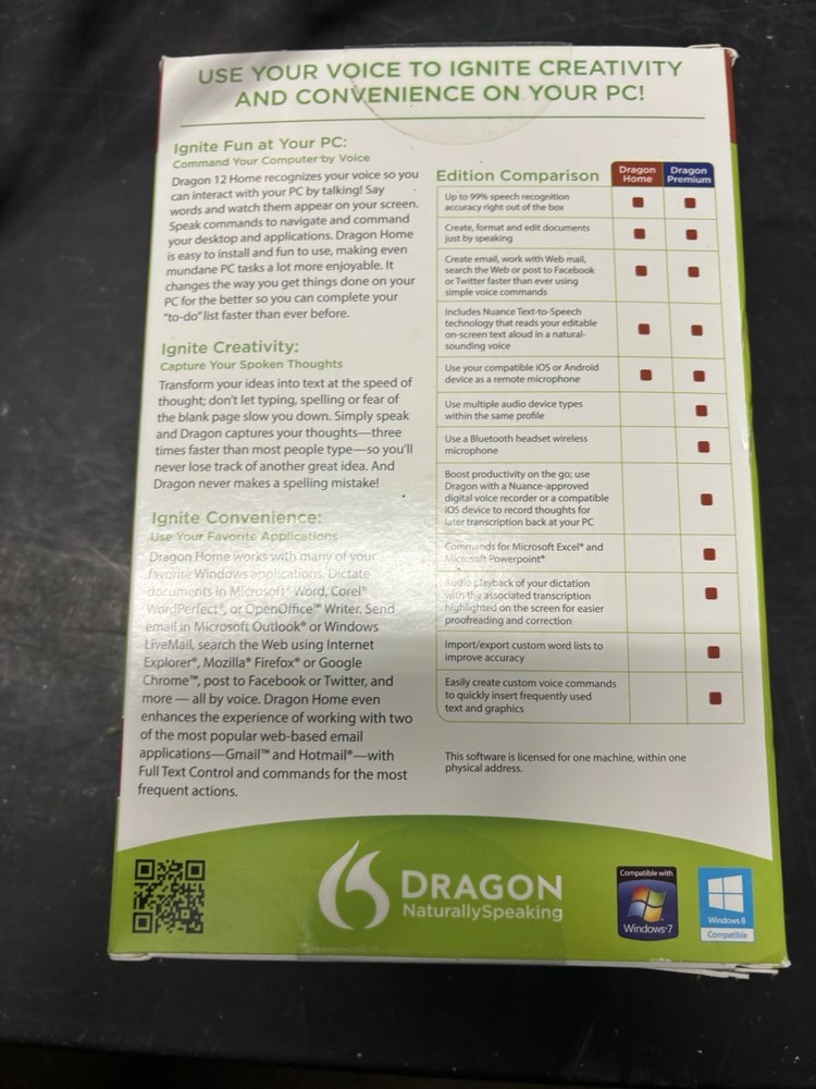 Nuance Dragon Naturally Speaking 12 Home Edition Speech Recognition Software