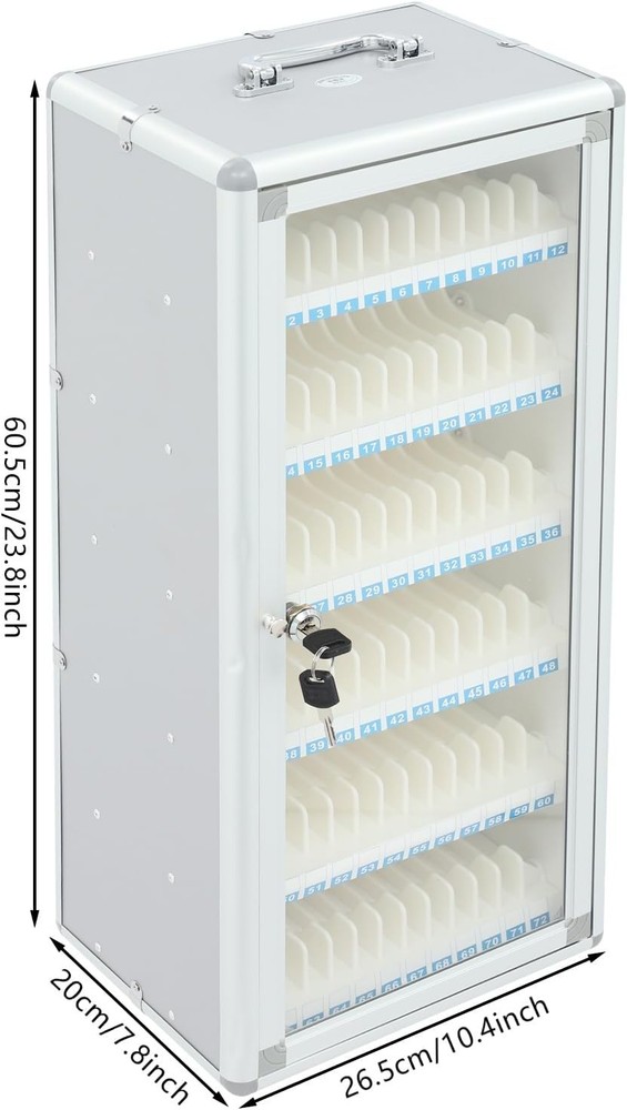 72 Slots Silver Cell Phone Locker Box - Durable & Secure Storage Solution