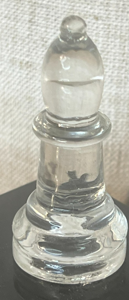 Vintage GLASS CHESS SET Replacement Game Piece~Clear Bishop