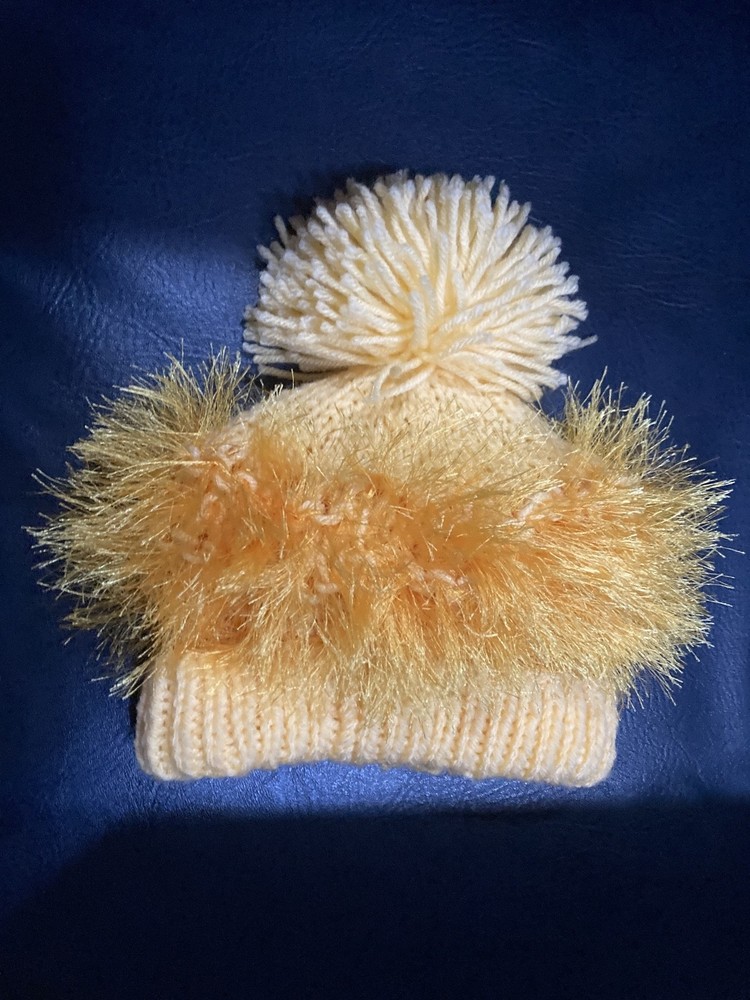 Hand Knitted Hat & Scarf - Gold