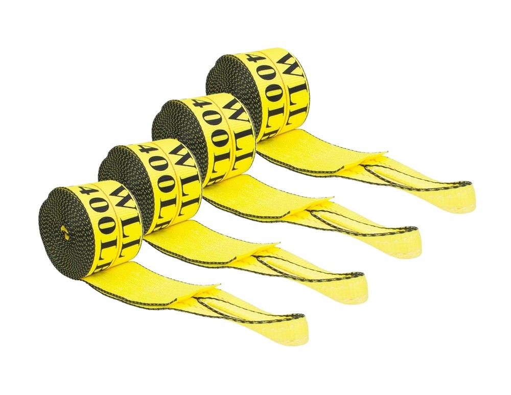 (4 Pack) 4" x 30' Winch Strap w/ Sewn Loop WLL 5400 lbs