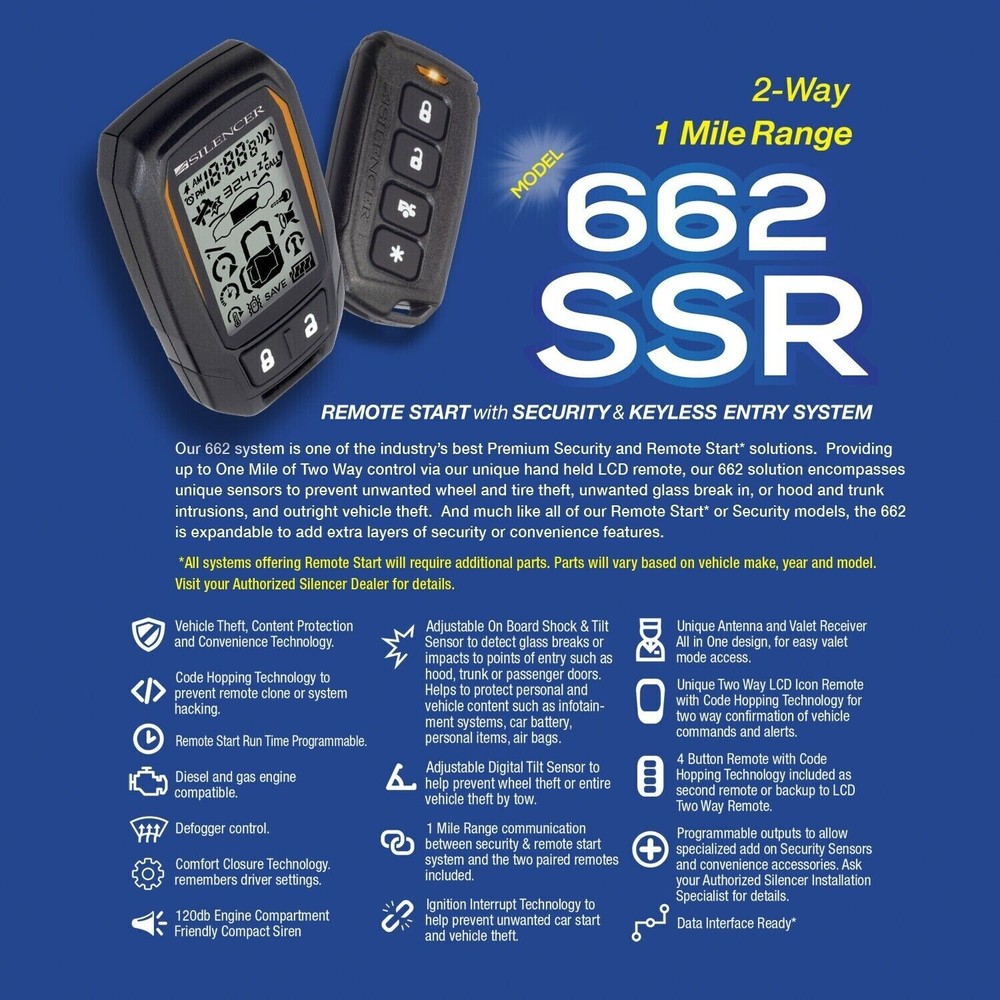SILENCER 662SSR Remote Start with Security and Keyless Entry System
