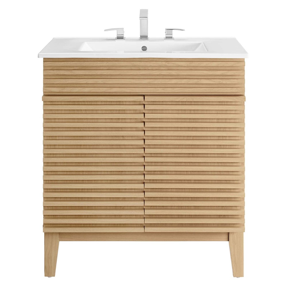 Modway Render 30" Bathroom Vanity With Sink in Oak White