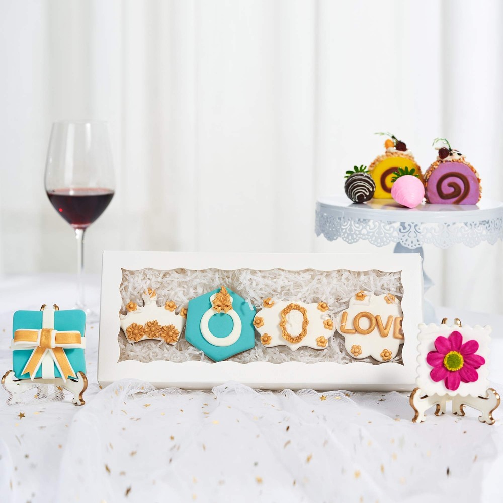Premium Macaron Boxes Auto-Popup Cookie Gift Boxes 12x5x1.5" 24 Pack