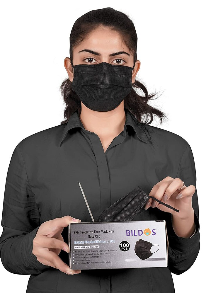 PROTACTIVE MASK 50 PIECES black color wit nose clip