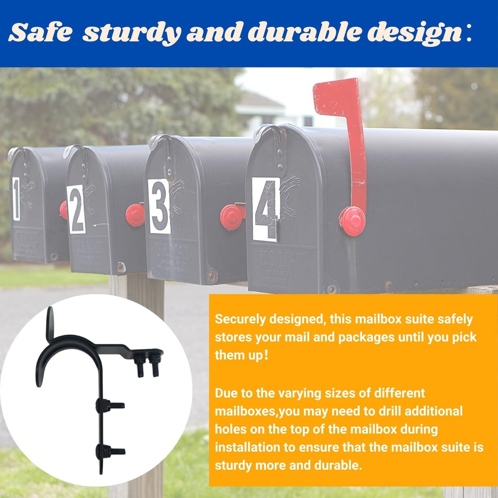 Mailbox Latch and Handle Kit, Thickened Replacement Set Black