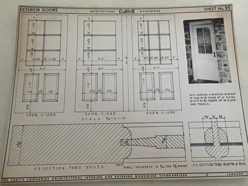 1938 CURTIS ARCHITECTURAL WOODWORK DETAILS, DOORS, WINDOWS, FRAMES, MANTELS