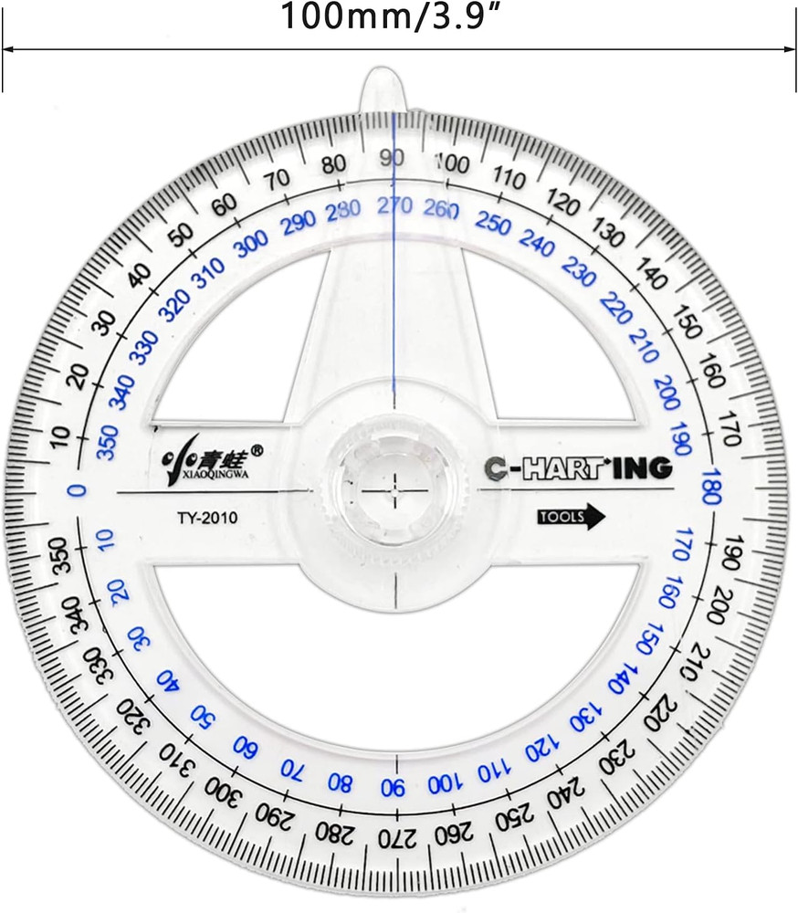 360° Protractor Pack of 2 Protactors Plastic Protractor Math Protractors Clear P
