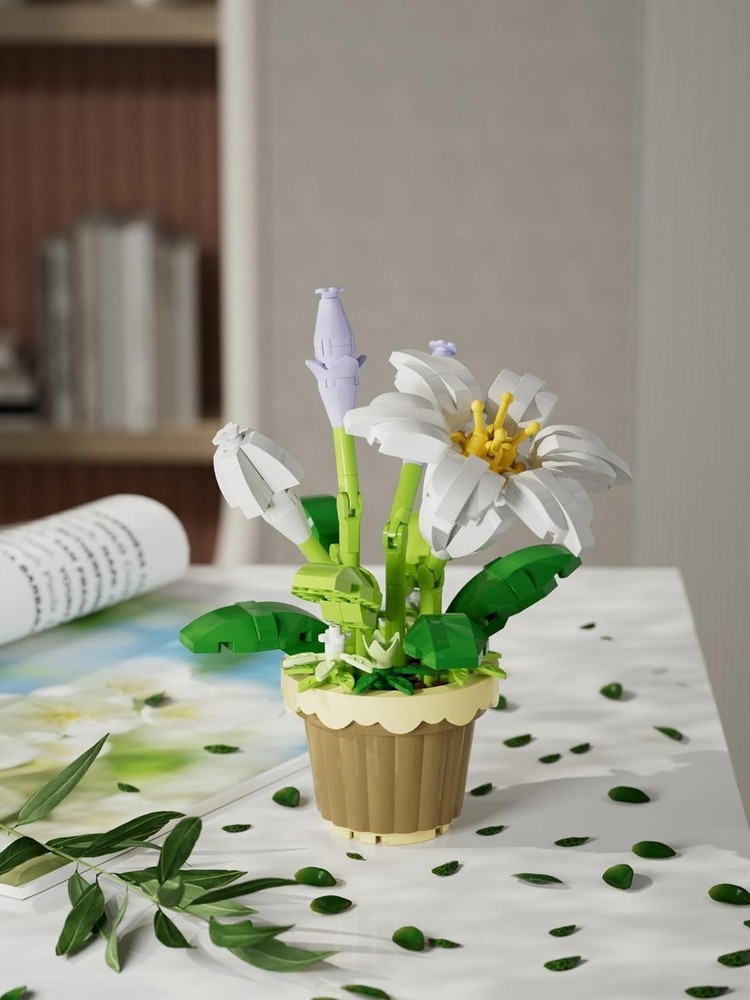 Creative Flower Potted Plant Blocks for a Calm Workspace - Customizable Art