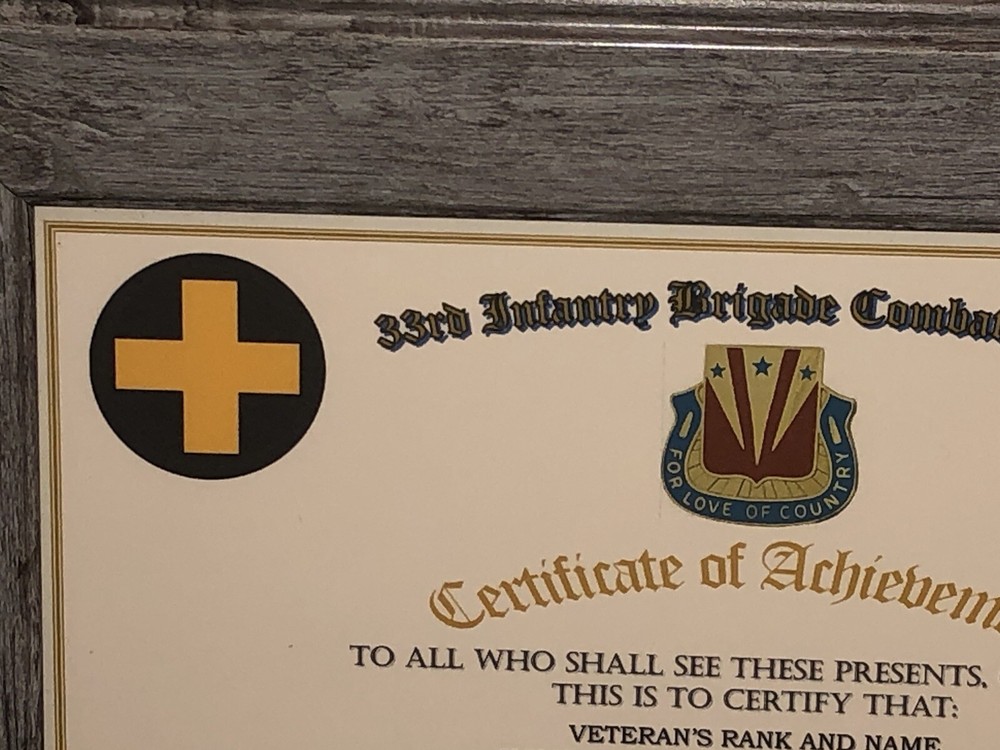 33RD INFANTRY BRIGADE COMBAT TEAM - COA / (COMMEMORATIVE CERTIFICATE)