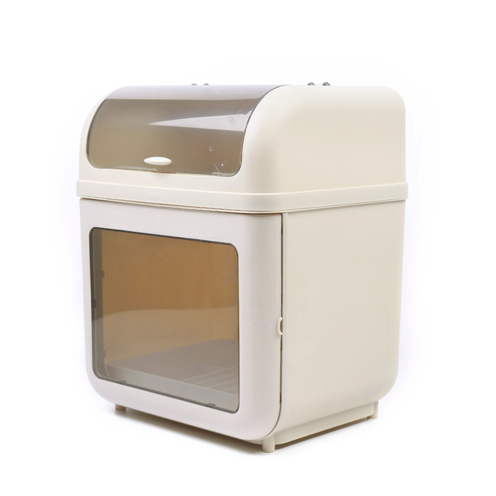 Kitchen Tableware 2-Tier Storage Box Cupboard Covered Dustproof Rack Dish Holder