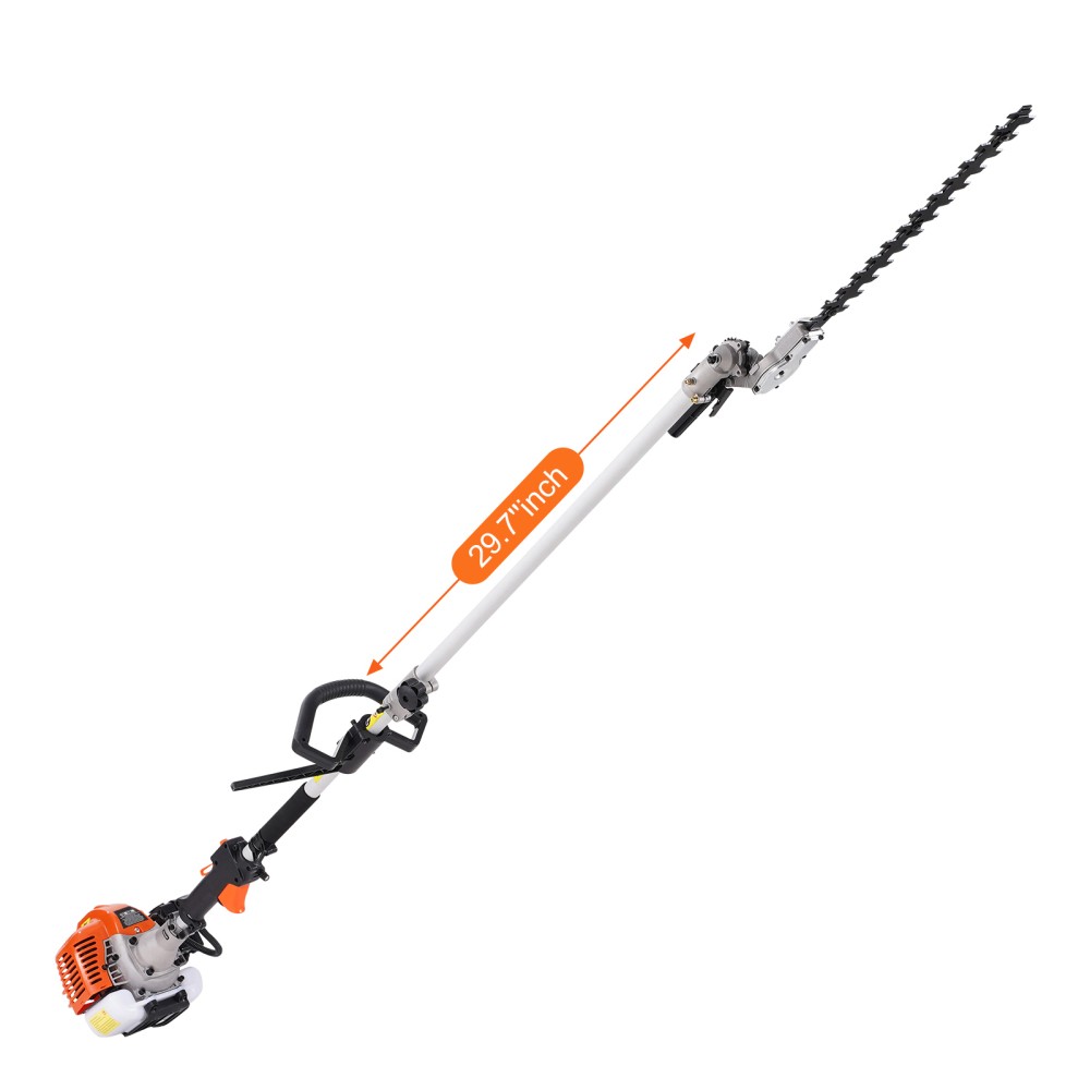 26CC 6-in-1 Gas Multi-Function Pole Hedge Trimmer w/ Extension Pole Gloves