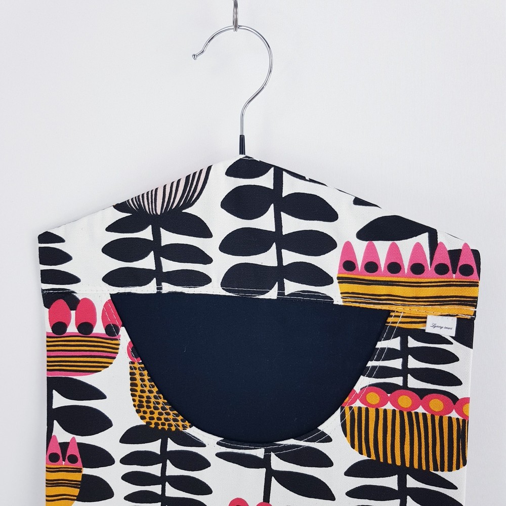 Peg Bag Handmade White Black Patterned Floral Lined Laundry Clothes Peg Holder