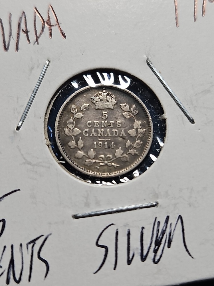 1914 Canada .925 SILVER 5 Cent Silver