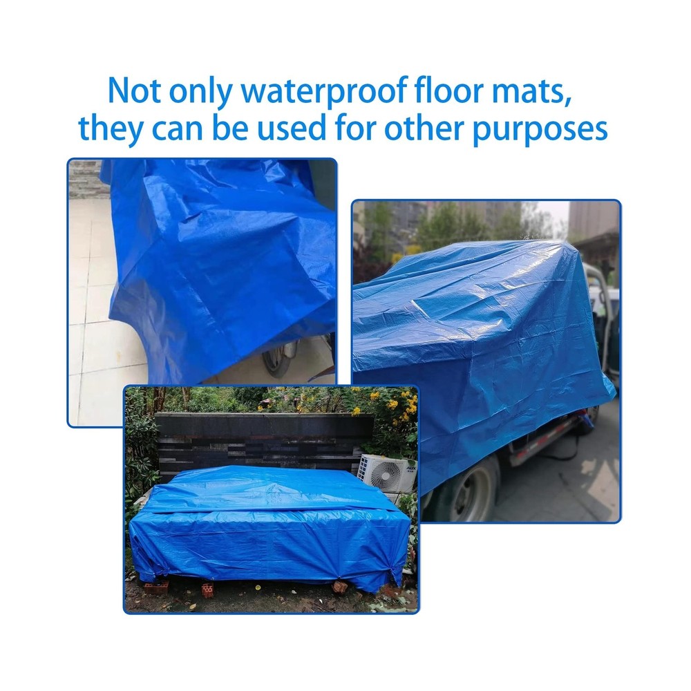 10x6.7Ft Rectangular Frame Pool Ground Cloths, Waterproof PE Swimming Pool Li...