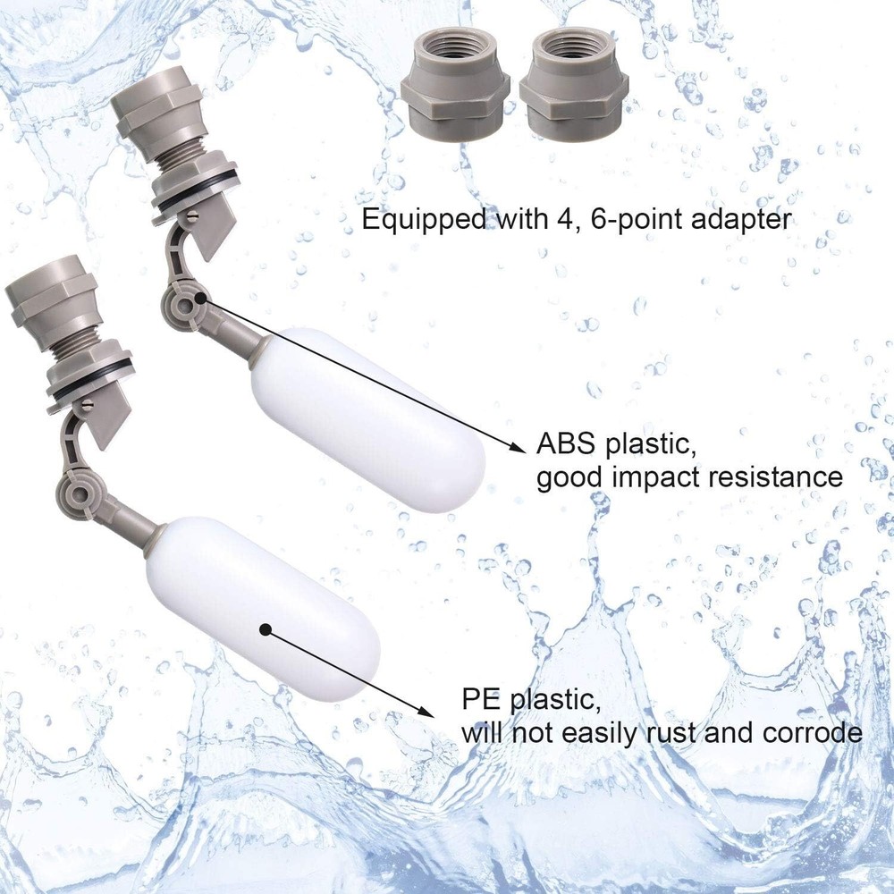 4x Water Float Valve Adjustable Arm Water Filter Float 1/2" Automatic Fill Stop