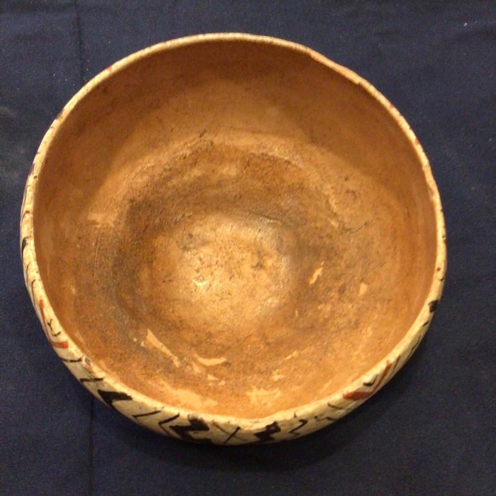 Peruvian Shipibo Handmade Painted Ceramic Bowl with Geometric Designs